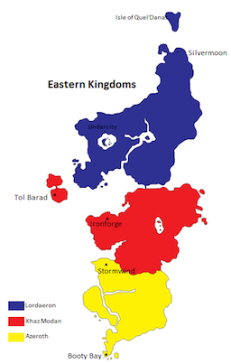Landkaart van World of Warcraft (Oostelijke rijkdom)