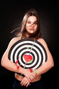 Dartboard met vrouw